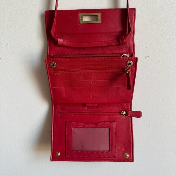 BOTTEGA GIOTTI Red Woven Crossbody Built-in-Wallet Bag - Picture 5 of 9